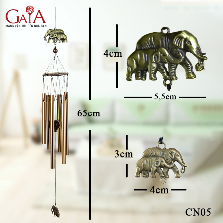  Chuông gió hình voi 6 thanh